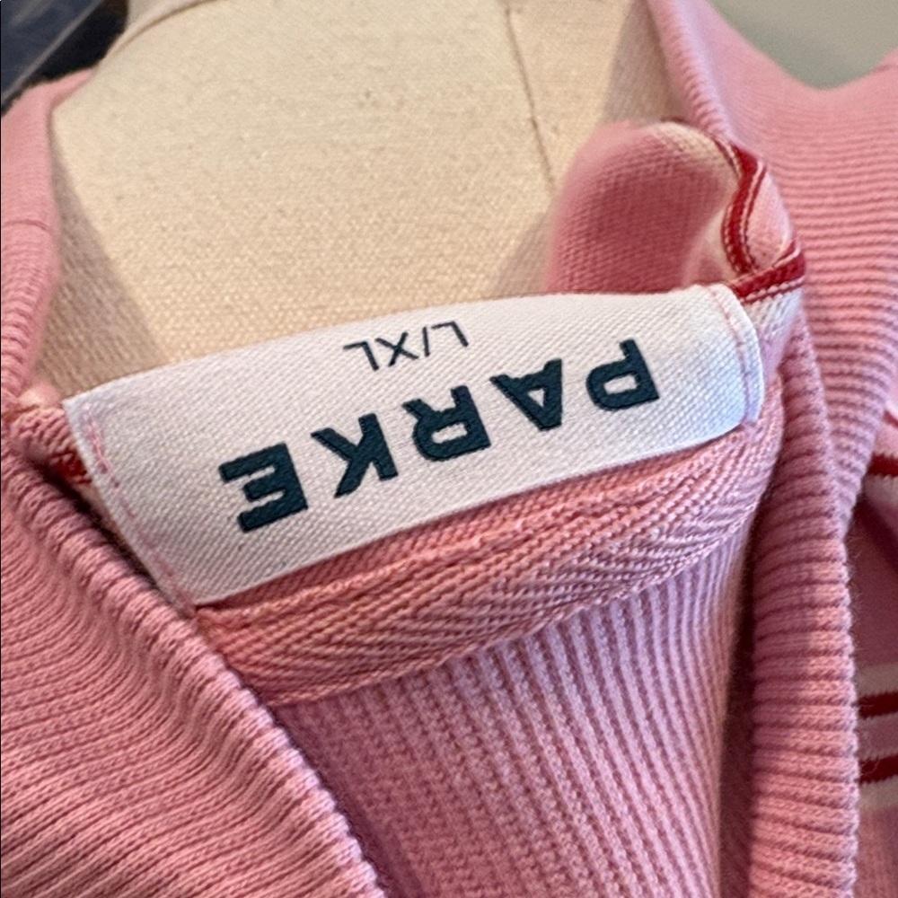 PARKE Valentine’s Day Striped Mockneck in Blush Pink size L/XL NEW - Picture 8 of 11